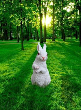 庭院装饰 户外花园草地园林景观雕塑树脂动物工艺品仿真兔子摆件