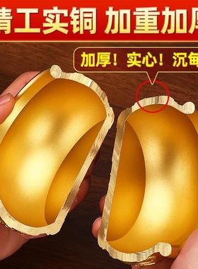 纯铜聚宝盆纯黄铜摆件招聚实心客玄关财办公室装饰黄铜米缸存钱罐