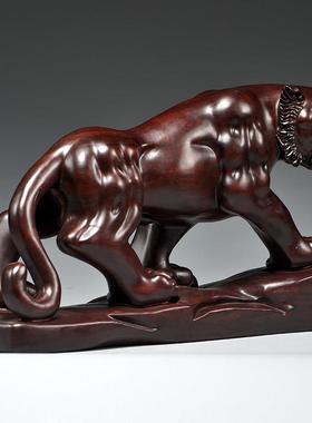 虎啸山河老虎摆件实木客厅办公室开业礼品装饰生肖虎上山虎工艺品