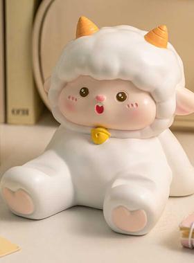 可爱小羊手机支架办公室桌面装饰摆件治愈系工位情绪稳定解压礼物