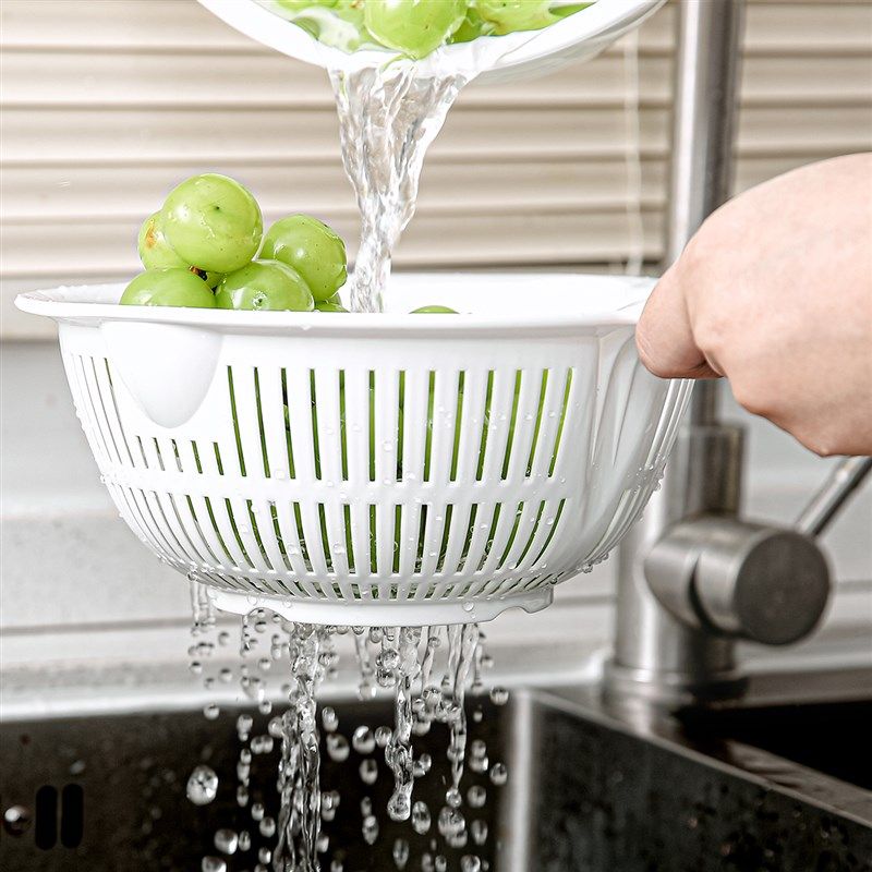 韩国塑料水勺层沥水篮带把柄洗菜篮洗水果篮大水瓢备菜件装,淘宝优惠券,粉丝福利购,淘宝优惠卷