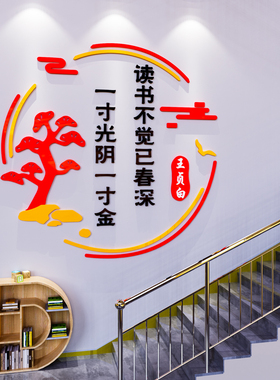班级教室布置饰墙图书角阅览室学习激励志标语立体