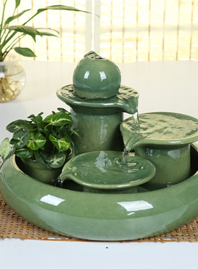 陶瓷流水工艺品家居装饰喷泉现代开业水景流水创意家居招财摆件