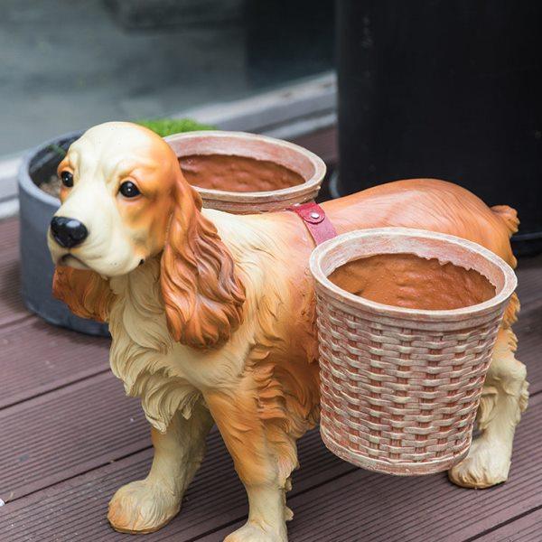 家点靓 创意花盆摆件欧式客厅装饰树脂狗落地式花几花架家居摆设,淘宝优惠券,粉丝福利购,淘宝优惠卷