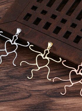 随形空托s925银吊坠空托镶嵌异形圆形花朵蜜蜡琥珀绿松石吊坠空托