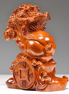 花梨木雕刻白菜摆件实木家居客厅桌面装饰开业百财送礼红木工艺品