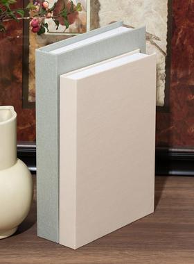 棉麻布烫金工艺假书收纳套盒可打开磁吸装饰书盒电视柜彷真书摆件