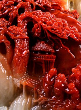 湘崎雀寿山石山里人家摆件原石雕刻工艺品客厅玄关装饰品俏色收藏