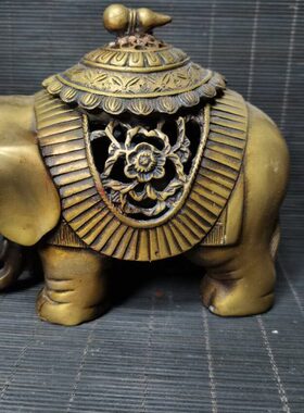 纯铜大象香炉摆件黄铜仿古盘香香薰炉香道用品家居装饰品古玩铜器