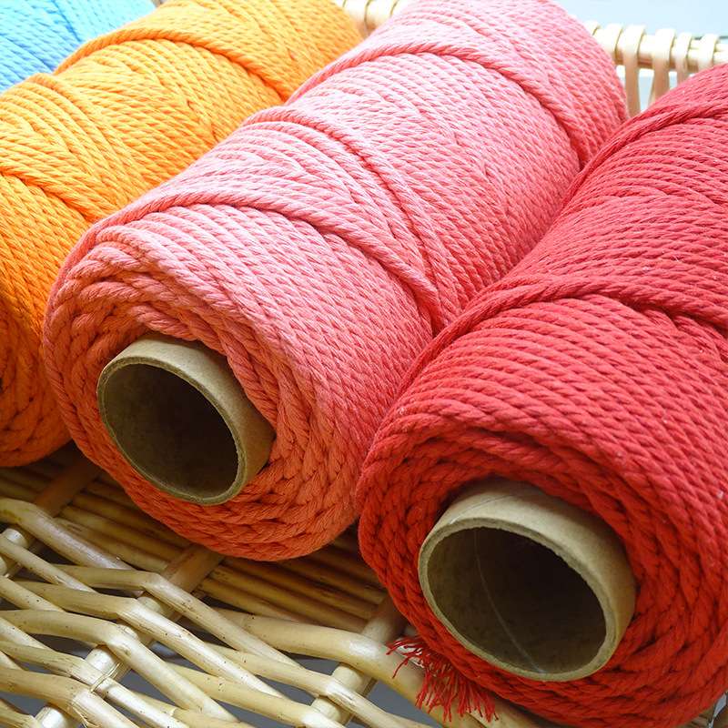 Macrame棉线diy手工编织绳4mm4股彩色棉绳编织线挂毯材料包手编绳 - 图2