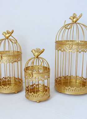 金色鸟笼装饰婚庆婚礼多肉花架挂饰绿植家居饰品阳台庭院摆件铁艺