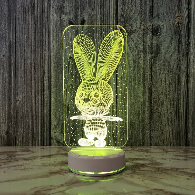 七彩兔子小夜灯usb插电卧室床头灯可爱酒吧桌面装饰台灯创意礼品,淘宝优惠券,粉丝福利购,淘宝优惠卷