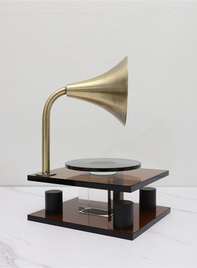 北欧极简水晶留声机样板房售楼部卧室书房桌面玄关软装饰品摆件