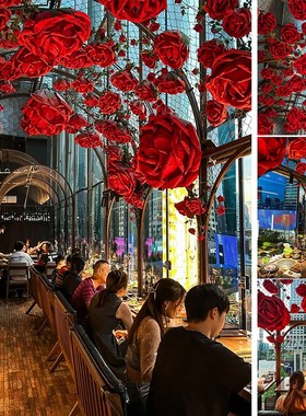 树上开花 红玫瑰超大巨型摆件活动门头装饰节日打卡开业端午店铺