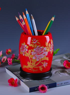 陶瓷笔筒摆件教师节礼物办公用品文具文房四宝复古中国风装饰摆设