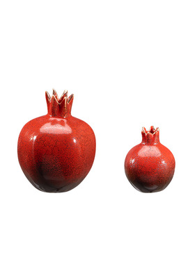 家居新小红石榴水果样板间房红色陶瓷桌面茶几工艺品