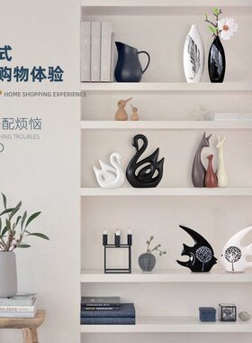 北欧陶瓷摆件电视柜酒柜家居饰品创意鹿工艺品乔迁礼品