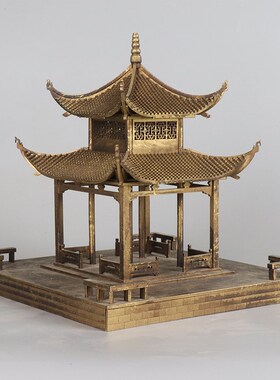 新创意凉亭古铜色微景观古建筑样板间酒店会所软装饰品