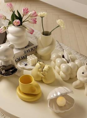 韩国ins风奶油风花瓶纸巾盒摆件创意客厅电视柜酒柜桌面装饰品