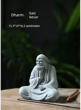 鱼缸造景水月观音禅意人物山水石头流水微景观假山盆景小摆件