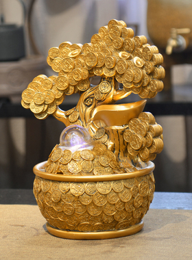 开业礼品贺礼物摇钱树流水办公室店铺创意实用大气招财办公桌摆件