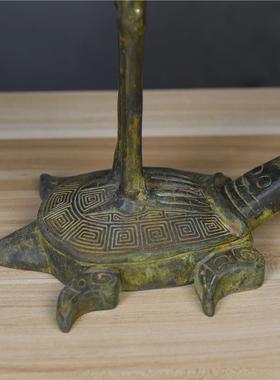 仿古青铜器 神龟立鸟博山炉仙鹤熏炉家居装饰工艺品摆件古玩收藏