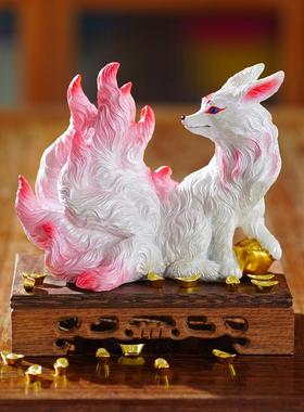 九尾狐狸招财灵狐佛堂口供养神像小狐狸仙狐真身娘娘家用桌面摆件