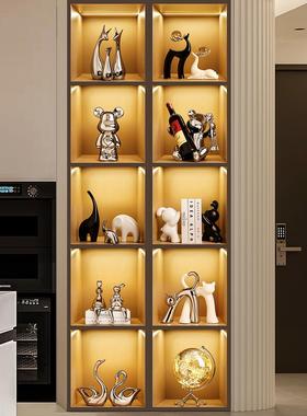 贝汉美轻奢酒柜装饰品摆件客厅高端大气上档次展示玻璃柜现代家居