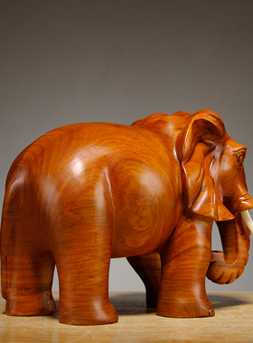花梨木雕刻大象摆件一对实木家居吉祥木质象办公室摆设装饰工艺品