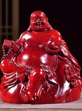 花梨木雕摆件弥勒佛实木质雕刻大肚佛像供奉家居装饰办公工艺礼品