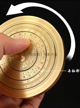 8cm多层罗盘 纯黄铜新款多功能罗盘手把件压手创意玩具男客厅摆件