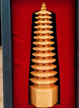 六道木降龙木文昌塔书桌办公室书房九层十三层木质雕刻工艺品