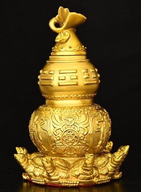 黄铜九龟葫芦 纯手工饰口天医办公室吉祥饰品