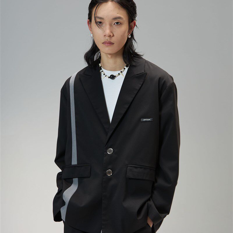 THOS 23SS 金属装饰解构拼接休闲西装小众高级感春夏宽松薄外套男,淘宝优惠券,粉丝福利购,淘宝优惠卷