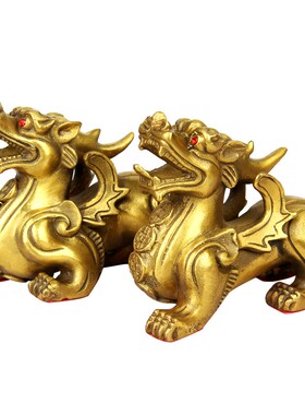 铜怪兽貔貅摆件铜金钱貔貅一对摆件单只公母工艺礼品摆件