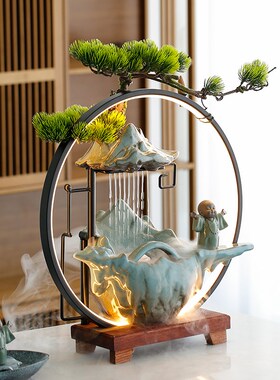 招财流水摆件创意家居玄关生财喷泉客厅办公室桌面装饰品开业礼品