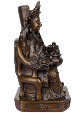 铜财神爷摆件咖啡色款文财神摆件