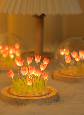 郁金香小夜灯摆件diy手工材料包创意卧室工位装饰品送人生日礼物