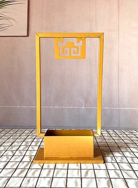 中式铁艺花架中国风插花禅意家居摆件年宵花蝴蝶兰铁桶花盆金属