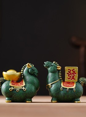 国潮马上有钱摆件新中式客厅电视柜玄关办公室装饰品开 业乔