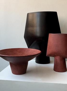 侘寂风手工高级感陶瓷抽象摆件现代简约艺术花瓶装饰大摆设