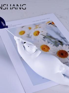 简约现代创意气球熊小摆件客厅玄关书房儿童房家居装饰品生日礼物