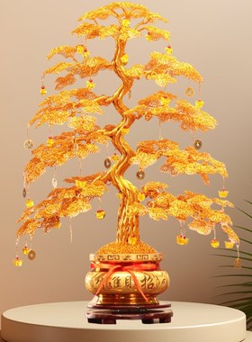 纯手工摇钱树摆件工艺品招财客厅电视柜装饰N品乔迁开业礼物发财