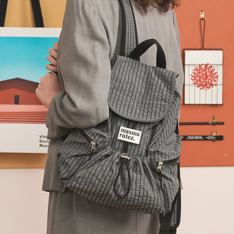 MASMARULEZ官方正品迷你灰色格子背包上学上班旅游通勤女生双肩包,淘宝优惠券,粉丝福利购,淘宝优惠卷