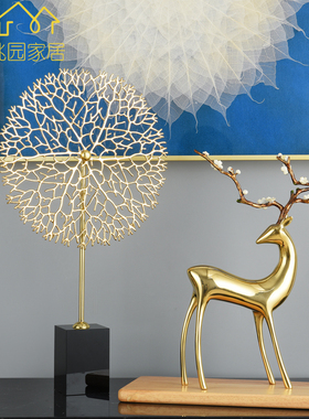 铜梅花鹿摆件客厅电视柜玄关软装设计乔迁新居礼品办公室新家摆设