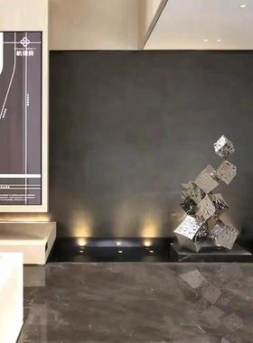 不锈钢镜面水波纹方块雕塑酒店商场样板房魔方工艺品大型落地摆件