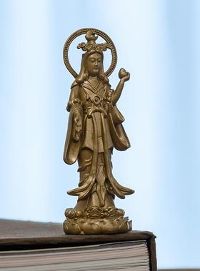 简修行大吉祥天女像纯黄铜佛像雕像随身精致禅意茶空间家居装饰品