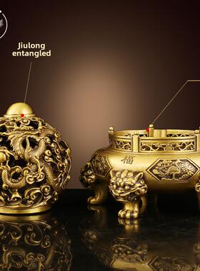 全铜时来运转九转干坤鼎摆件九龙戏珠九转香炉青龙鼎家办公室礼品