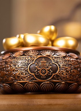 朱炳仁铜 八方来财聚宝盆 开业家居客厅桌面高档工艺品装饰品礼品