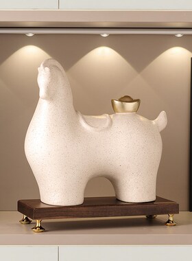 马上有钱摆件新中式客厅博古架摆设酒柜办公室装饰品开业乔迁礼物